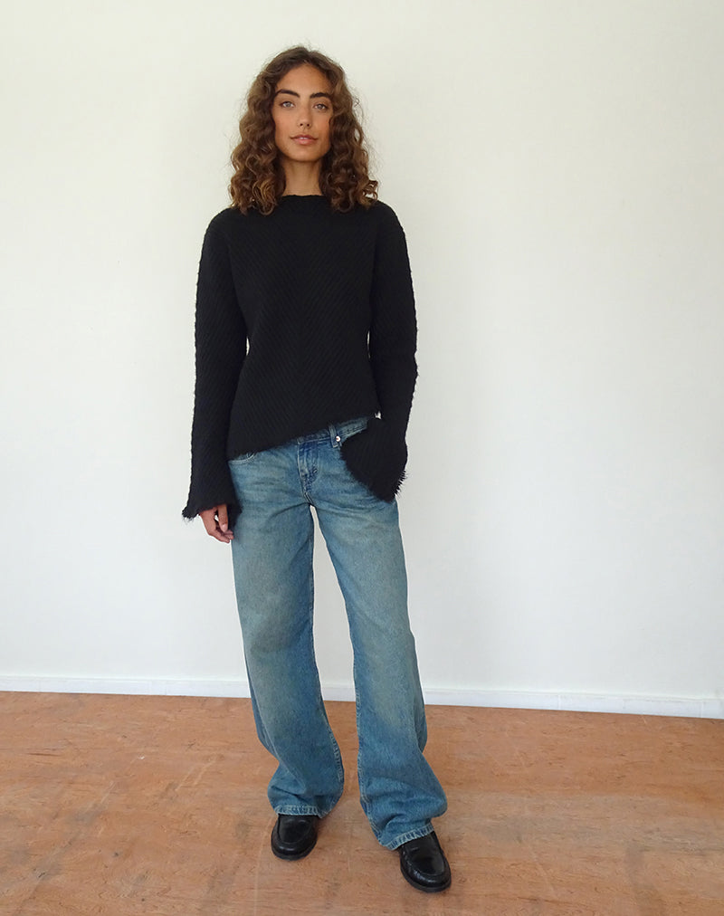 Fergie Asymmetric Knit Jumper in Black