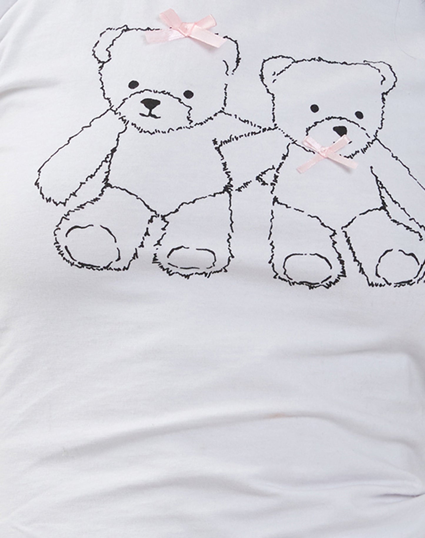 Izzy Lace Trim Baby Tee in White Teddy Motif