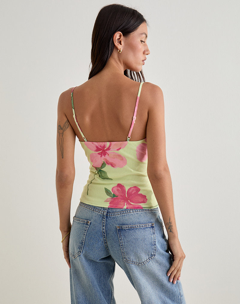 Jefita Cami Top in Watercolour Hibiscus Yellow