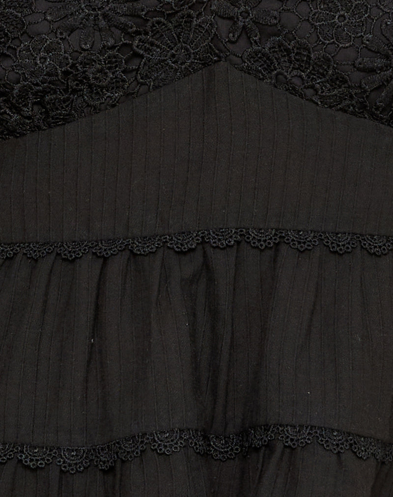 Juanita Frill Halter Neck Top in Black