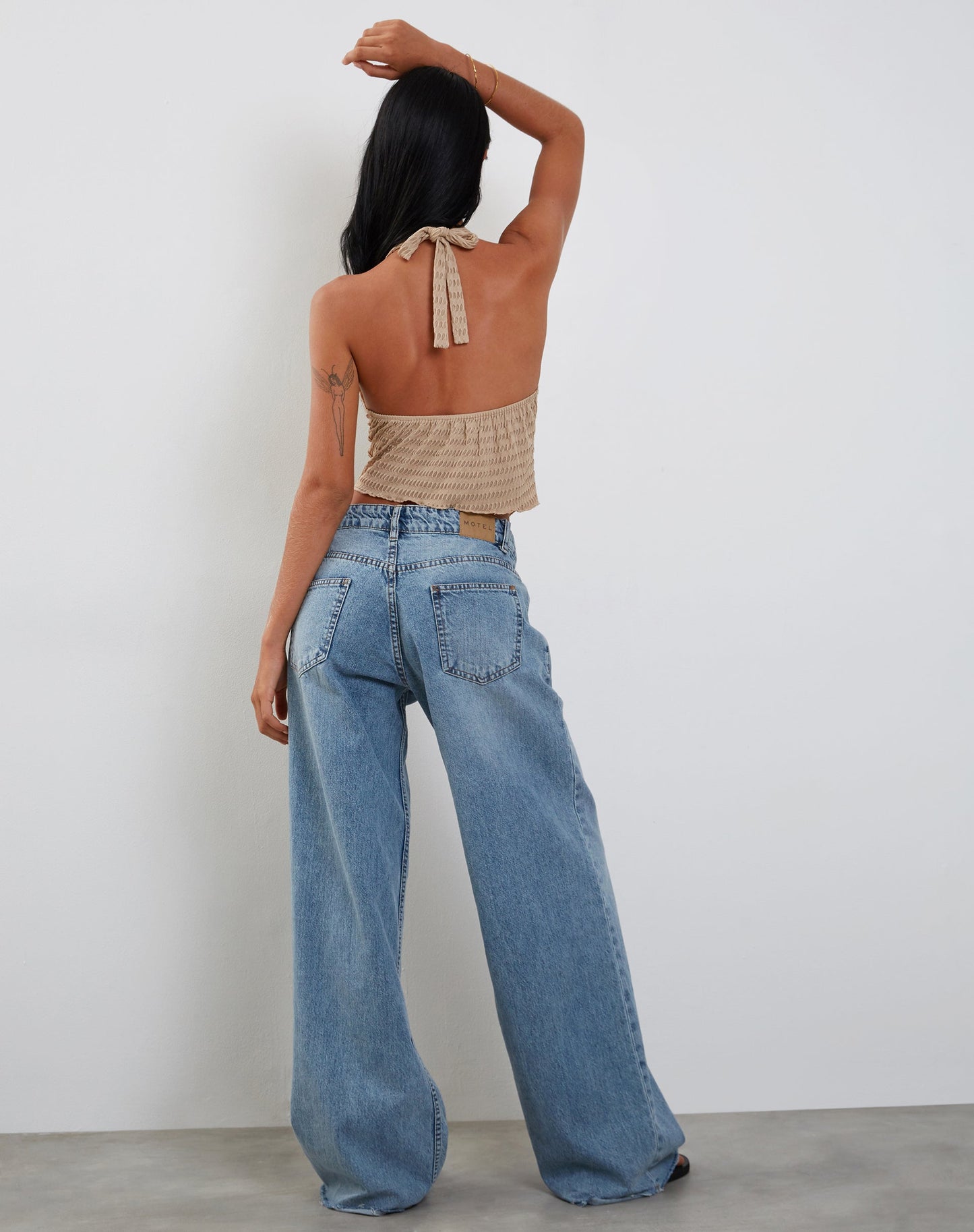 KACIE HALTER TOP 3D WAFFLE KNIT OAT
