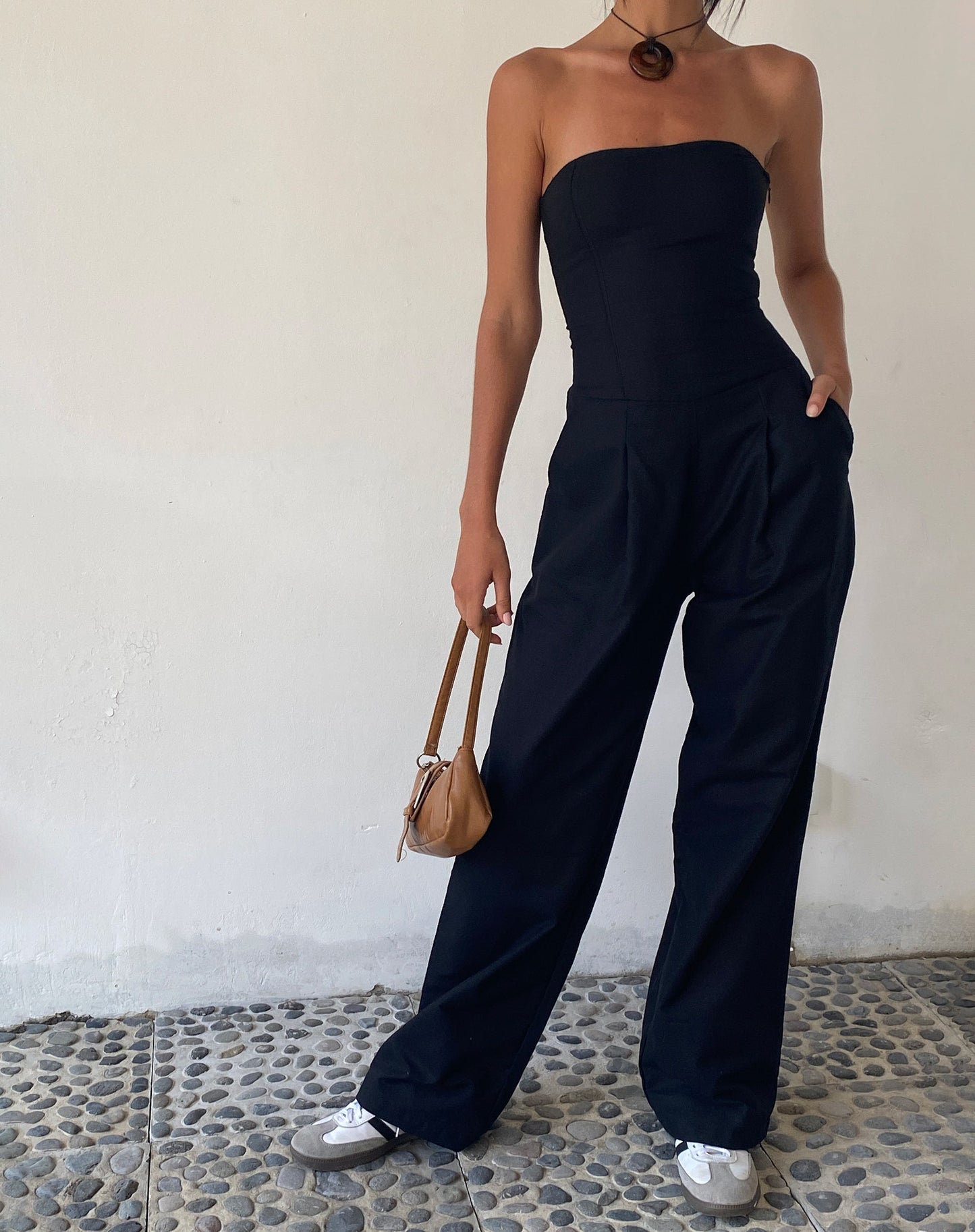 MOTEL X JACQUIE Kyaria Bandeau Jumpsuit in Black