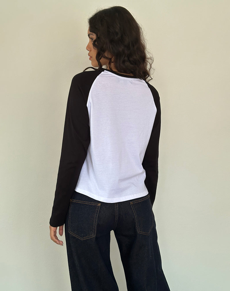 Kyiato Top in White and Black Cherry Print