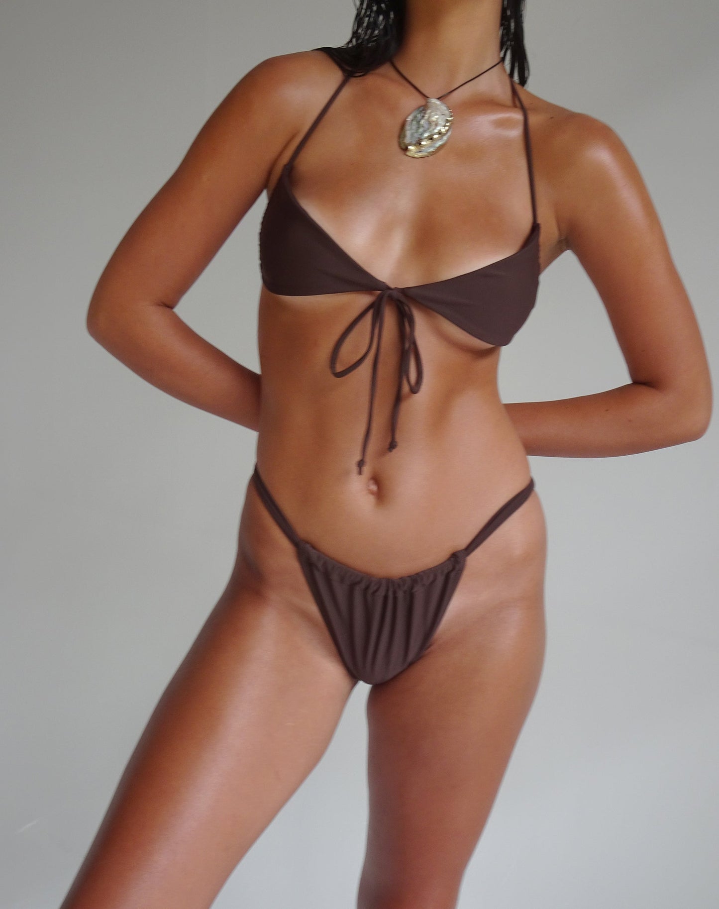 Voltera Bikini Bottom in Coconut Brown