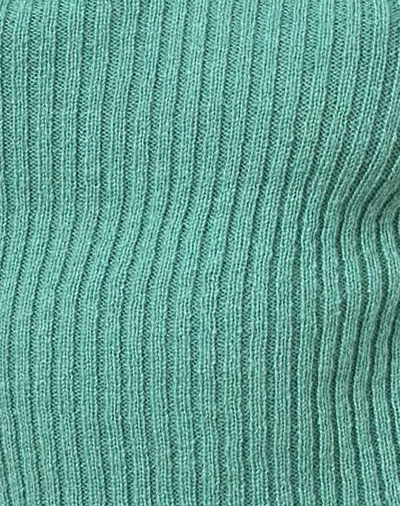 Lesly Bardot Top with O Ring in Turquoise