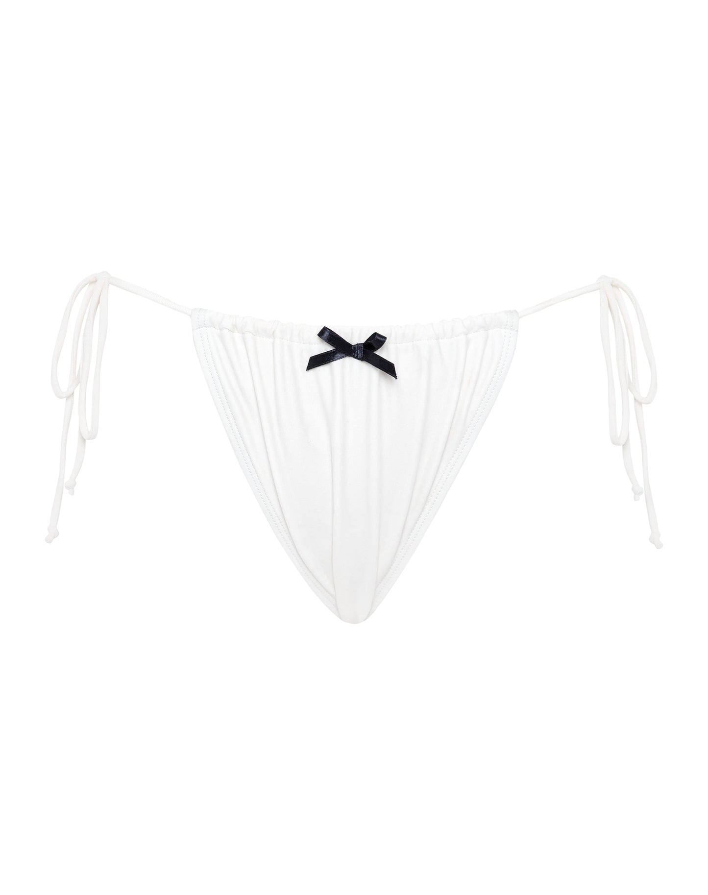 Leyna Bikini Bottom in Ivory with Black Bow