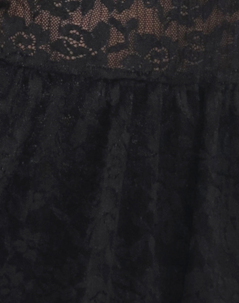 Mayumi Peplum Lace Unlined Top in Black