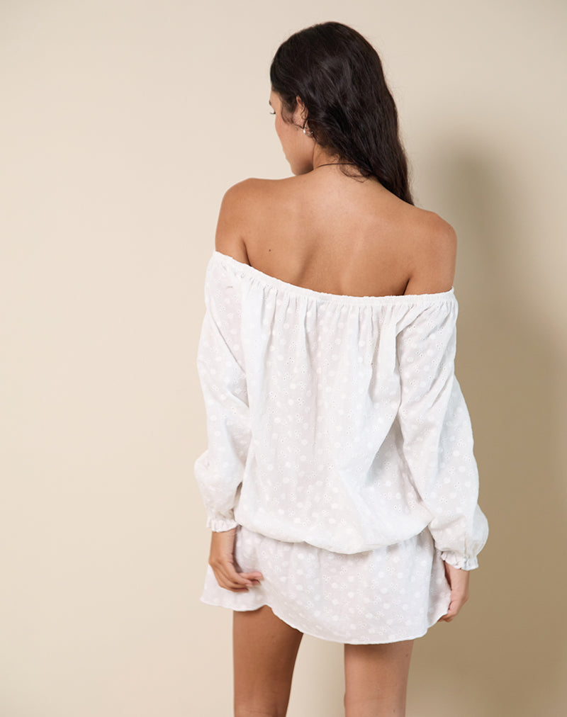 Melisandre Mini Dress in Broderie Ivory