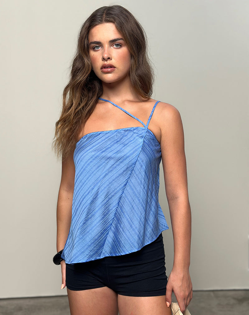 Narella Top in Chiffon Stripe Blue