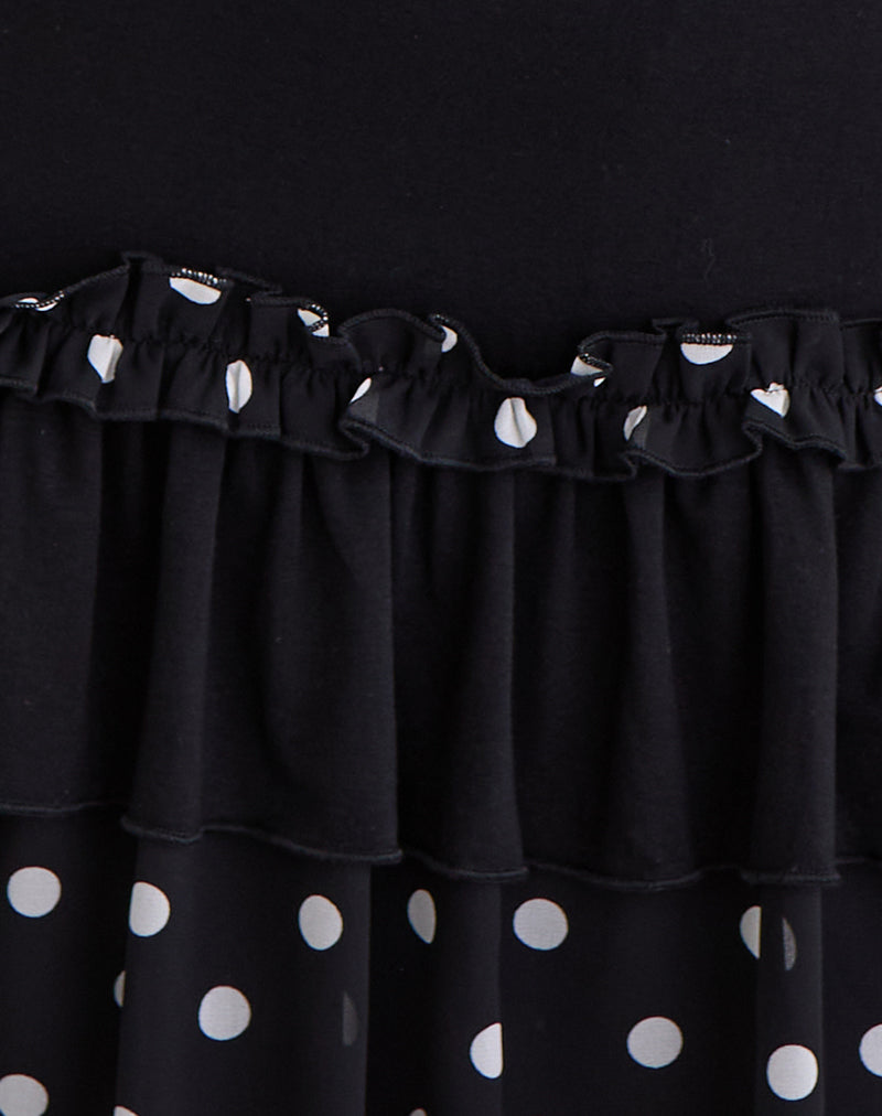 Navya Wrap Mini Dress in Polka Black and White