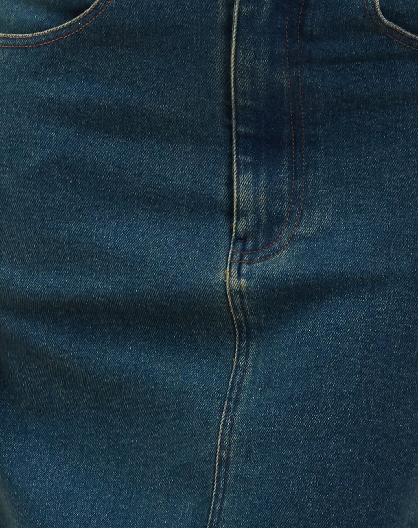 Zaenap Frayed Denim Maxi Skirt in Brown Blue Acid