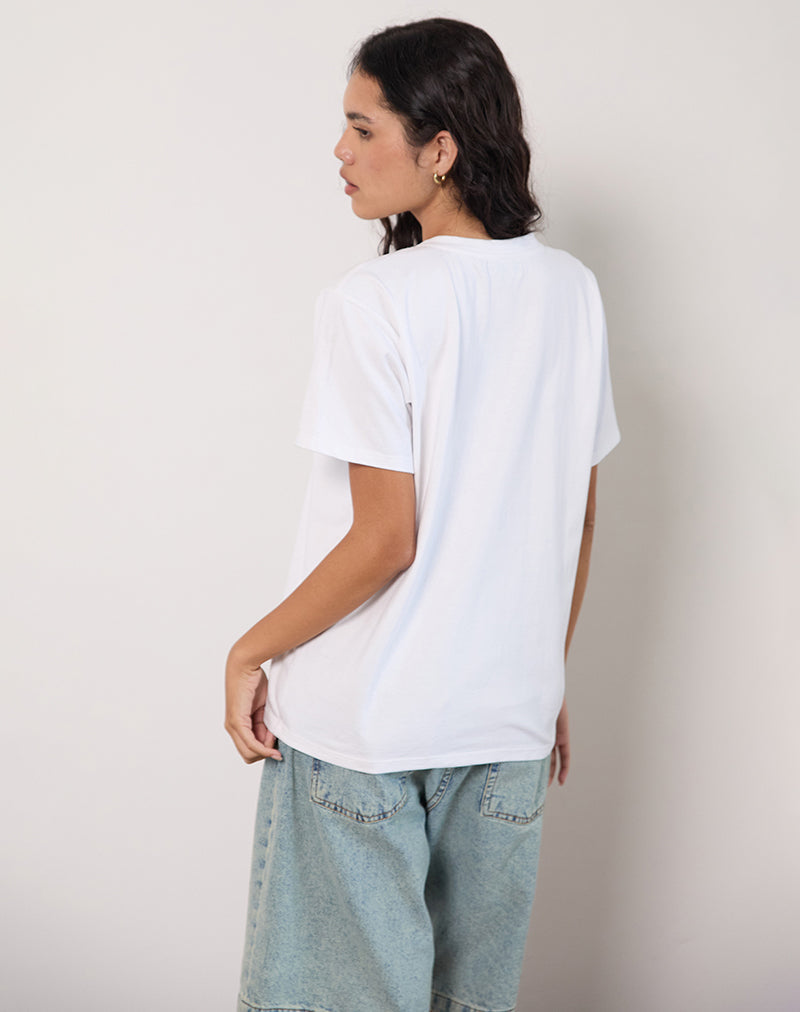 Oversize Basic Tee in White with Aries Motel Pet Print