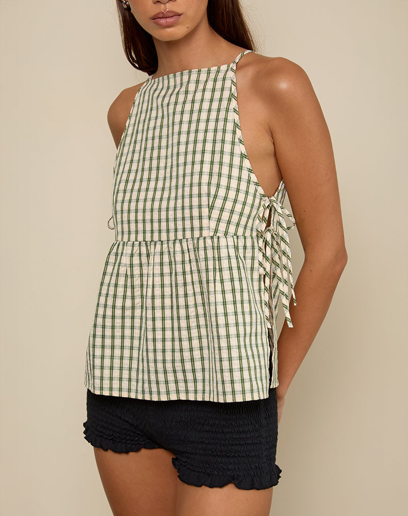 Palsi Tie Side Top in Green Check