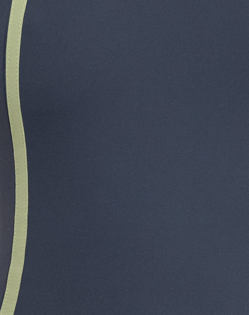 Pilon Vest top in Navy with Sage Binding