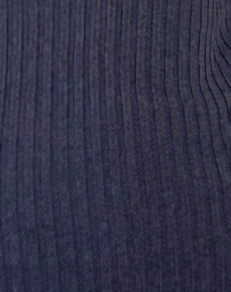 Queeva Knitted Bardot Mini Dress in Dark Charcoal