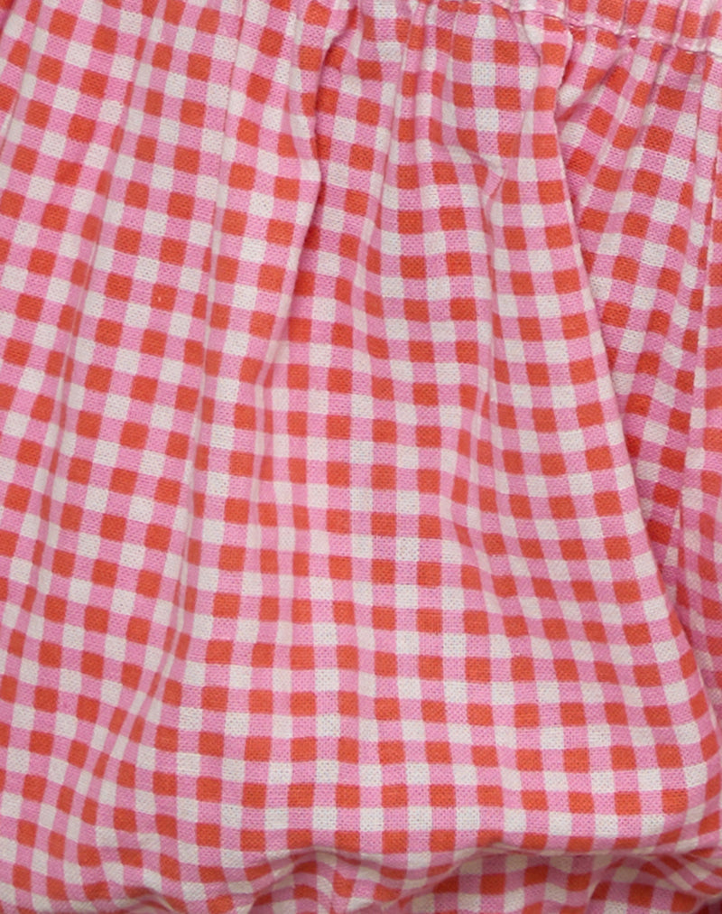 Rebo Short in Mini Gingham Peach