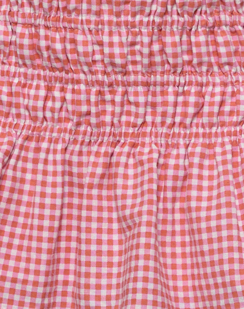 Rikako Mini Skirt in Mini Gingham Peach