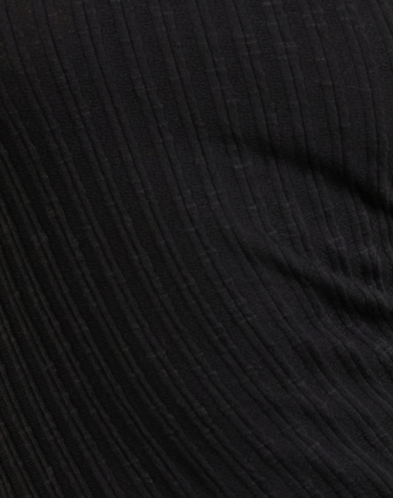 Rusana Top in Sheer Diagonal Knit Black
