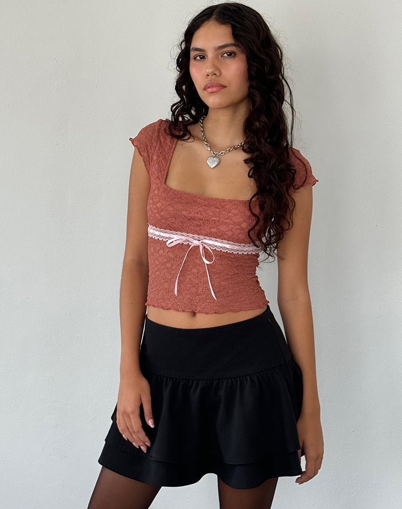 Sherine Lace Top in Withered Rose