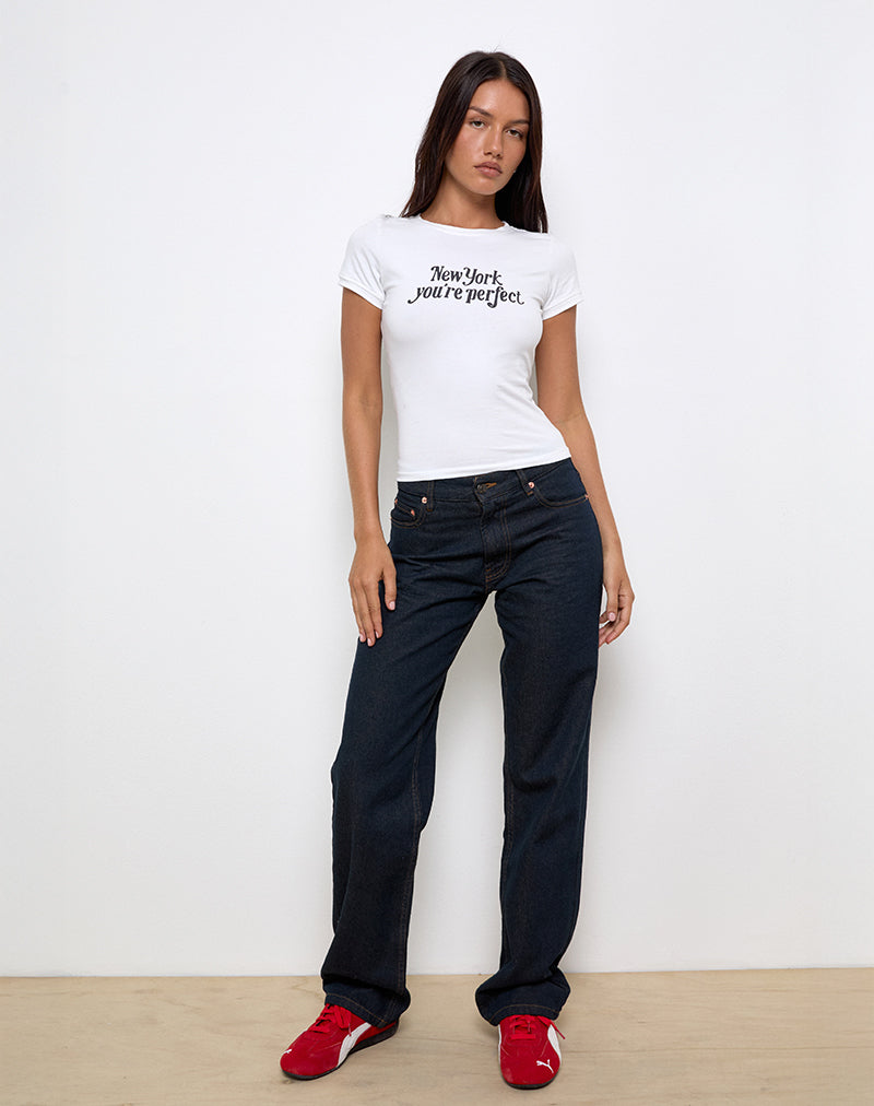 Sutin Tee in White with New York You're Perfect Print