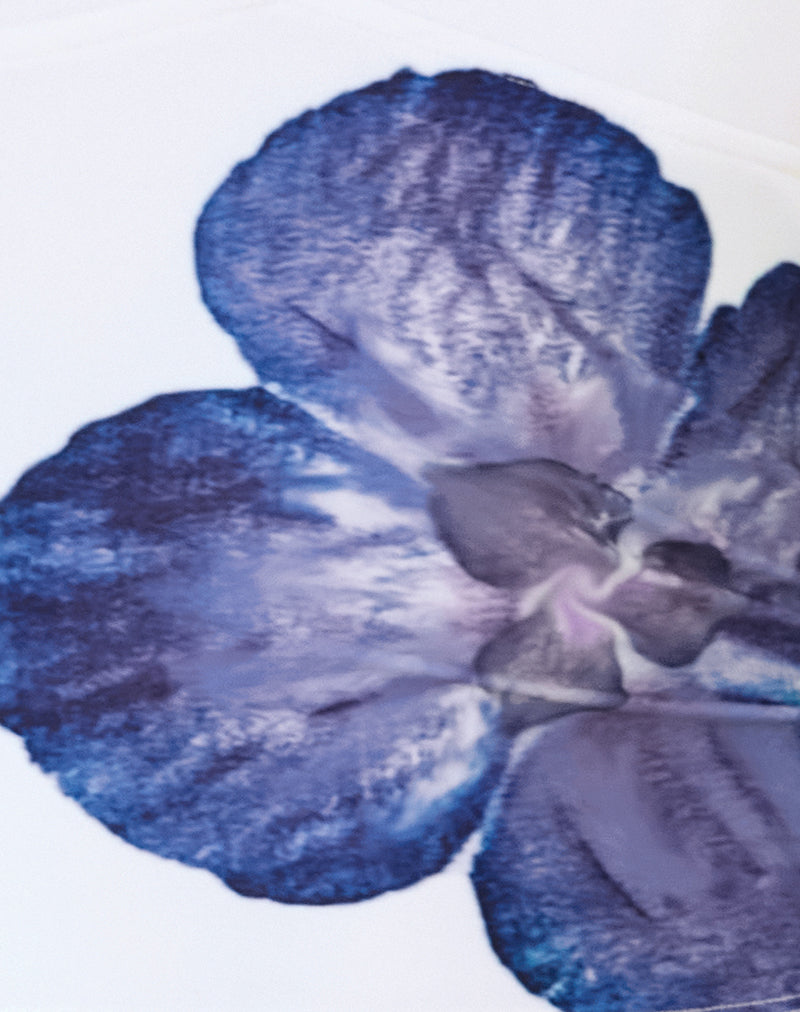 Farida Bikini Bottom in Ivory with Blue Orchid