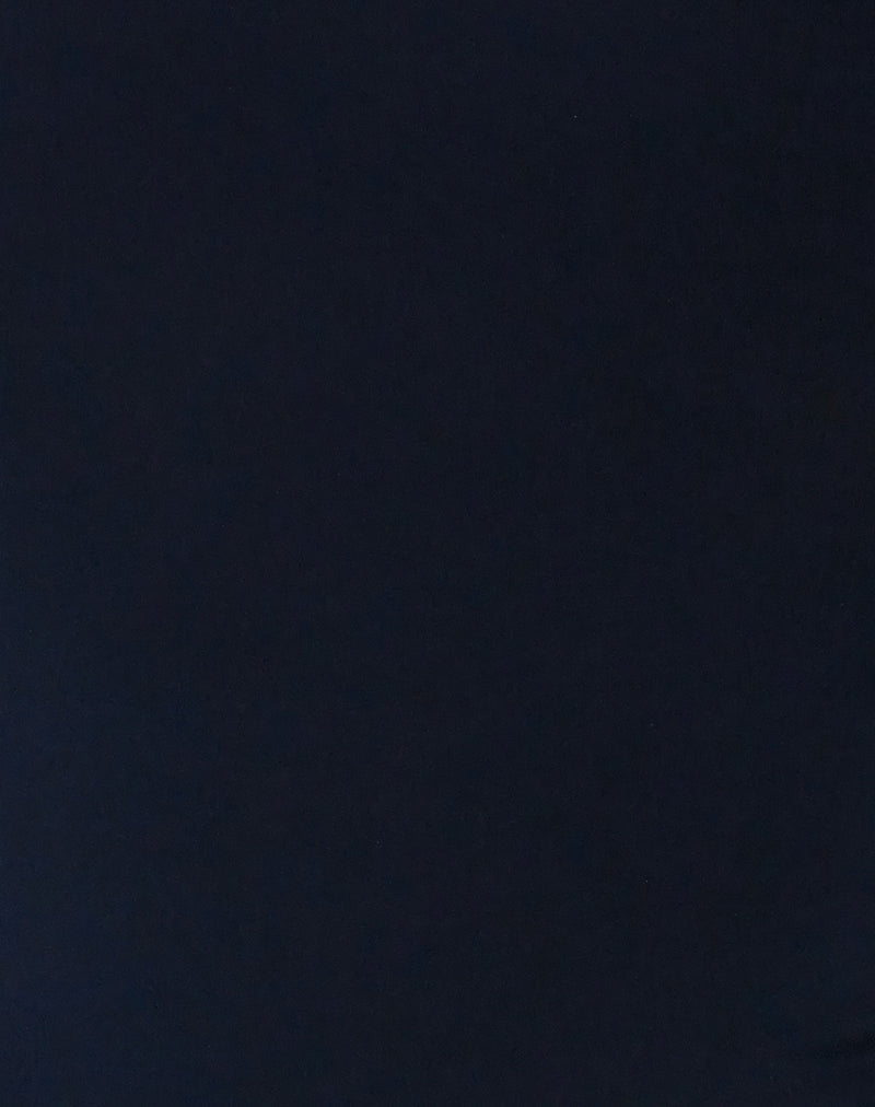 Tarrina Halterneck Top in Dark Navy with White Rosette