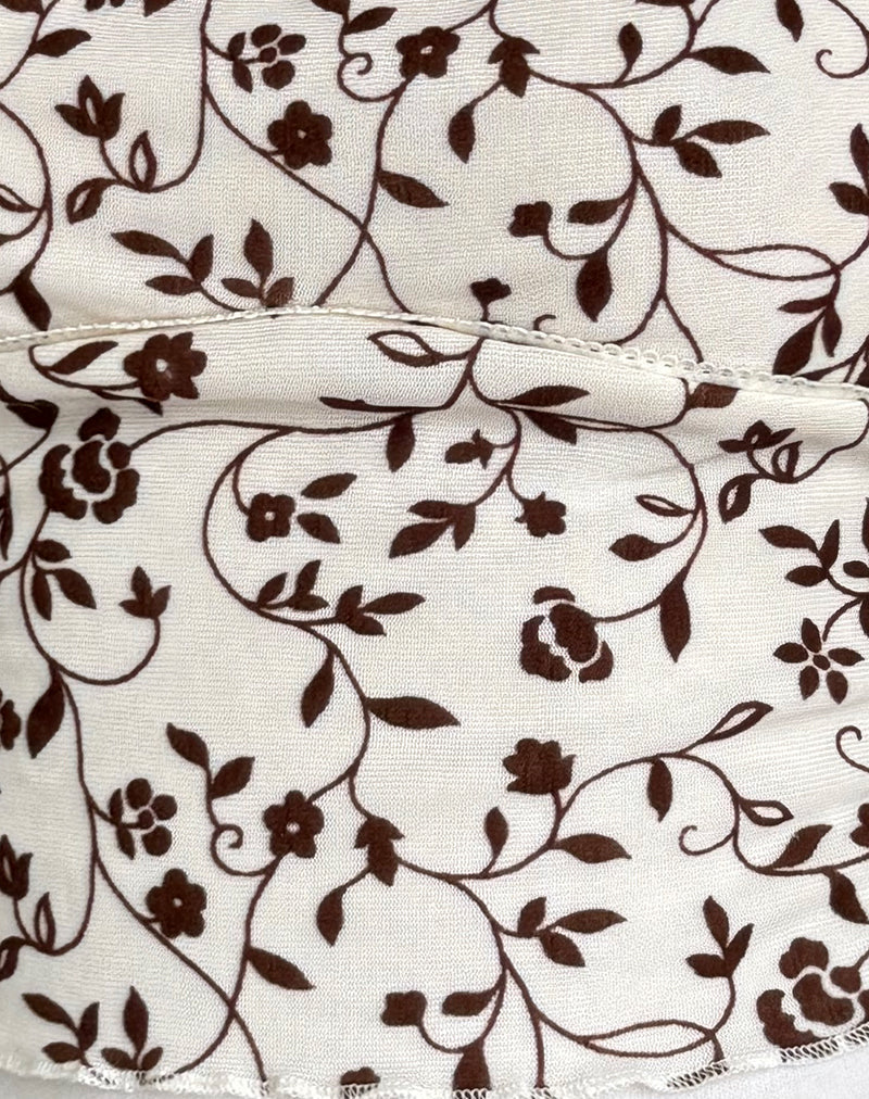 Tavisha Cami Top in Brown Stem Flower Flock