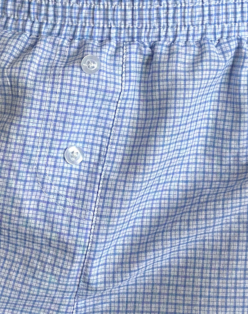 Voir Short in Poplin Gingham Blue and White
