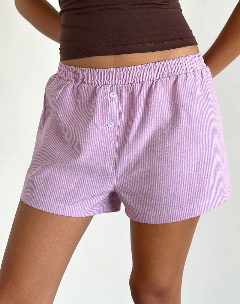 Voir Short in Poplin Pink and Purple Stripe