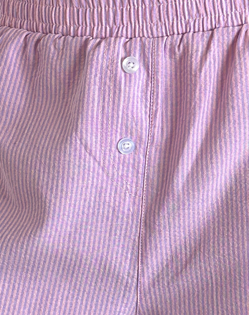 Voir Short in Poplin Pink and Purple Stripe