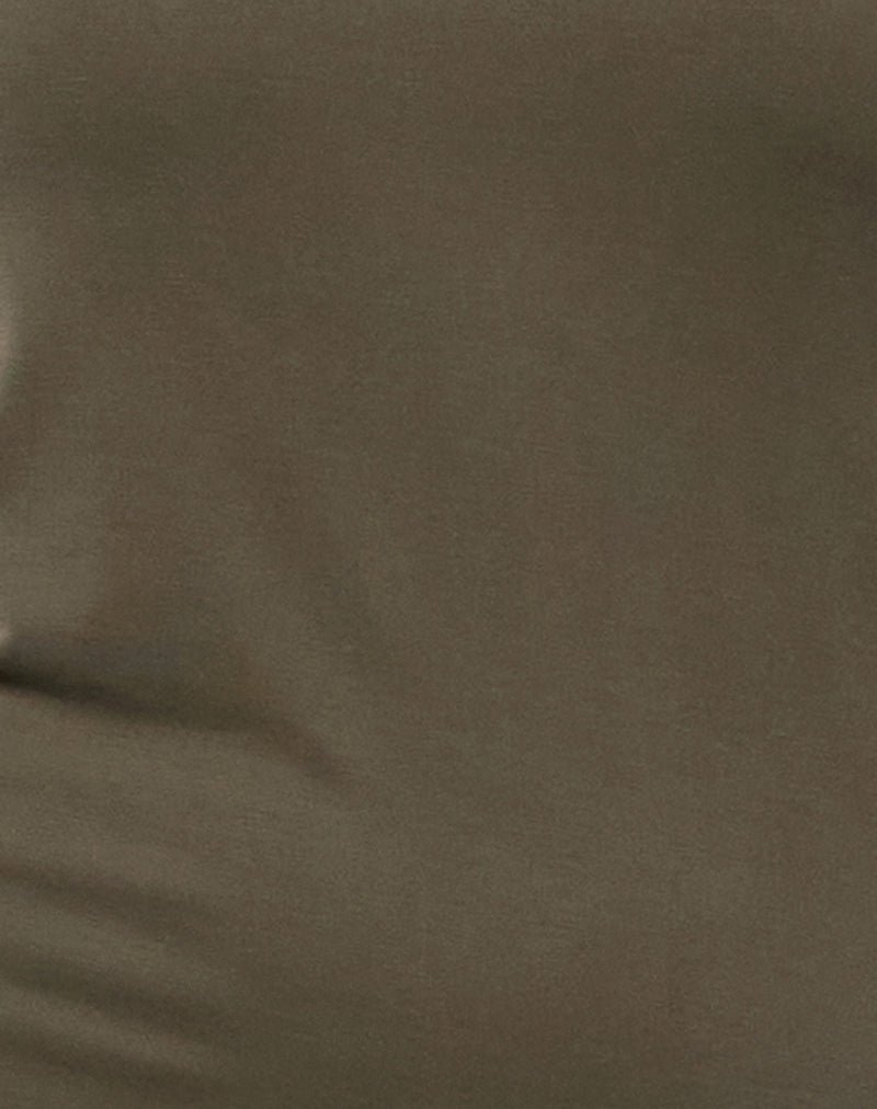 Vondra Knot Mini Dress in Cupro Khaki