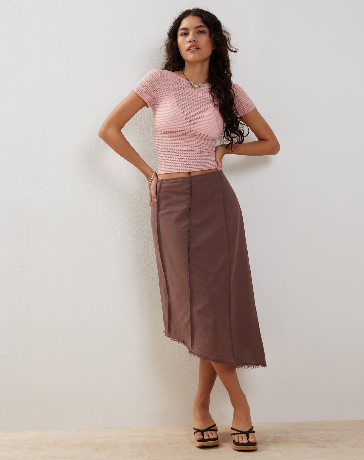 XIWANG TOP SALMON TEXTURED CROCHET