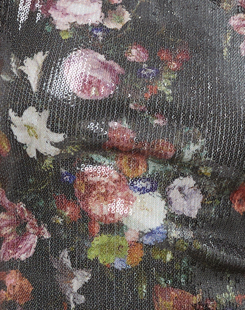 Zahira Mini Dress in Sequin Vintage Flower