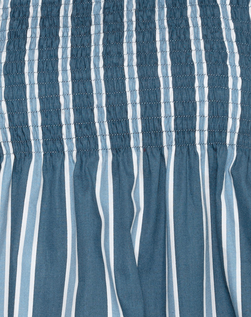 Zerah Top in Poplin Formal Stripe Navy