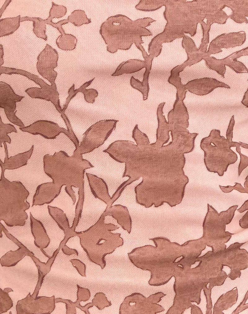 Zirika Bandeau Top in Neutral Floral Print